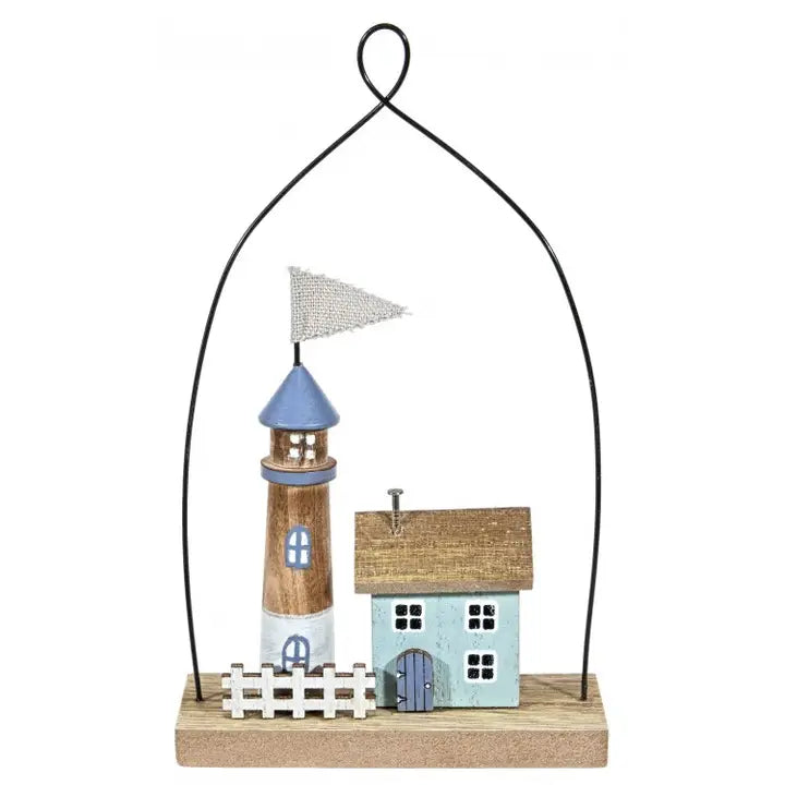 Wood & Metal Hanging Coastal Scene