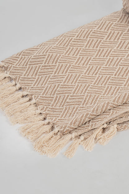 Soft-recycled Handwoven Throw - Taupe