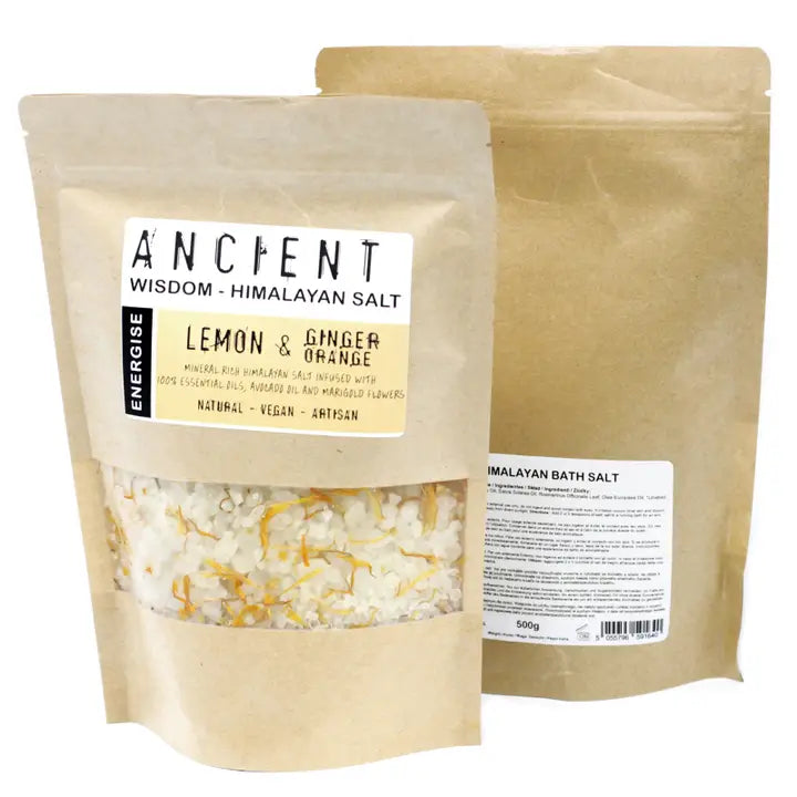 Himalayan Bath Salt Blend 500g - Energise - Lemon, Ginge & Orange