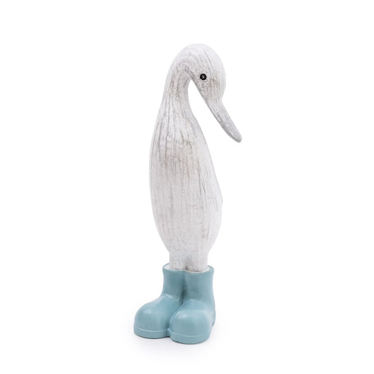 23CM Resin Duck in wellies - Light Blue