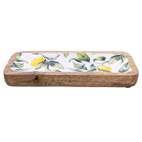 Handcrafted Lemons and Leaves Mango Wooden Serving Platter 30.5cm