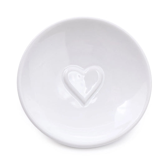 Bathroom Soap Dish Embossed Heart White