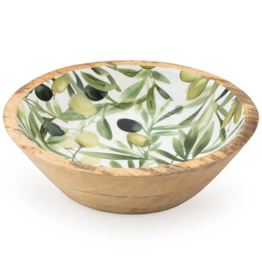 Handcrafted Mango Wood Bowl - Olives 23.5cm