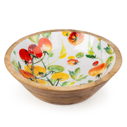 Large Mango Wood Bowl - Tomatoes