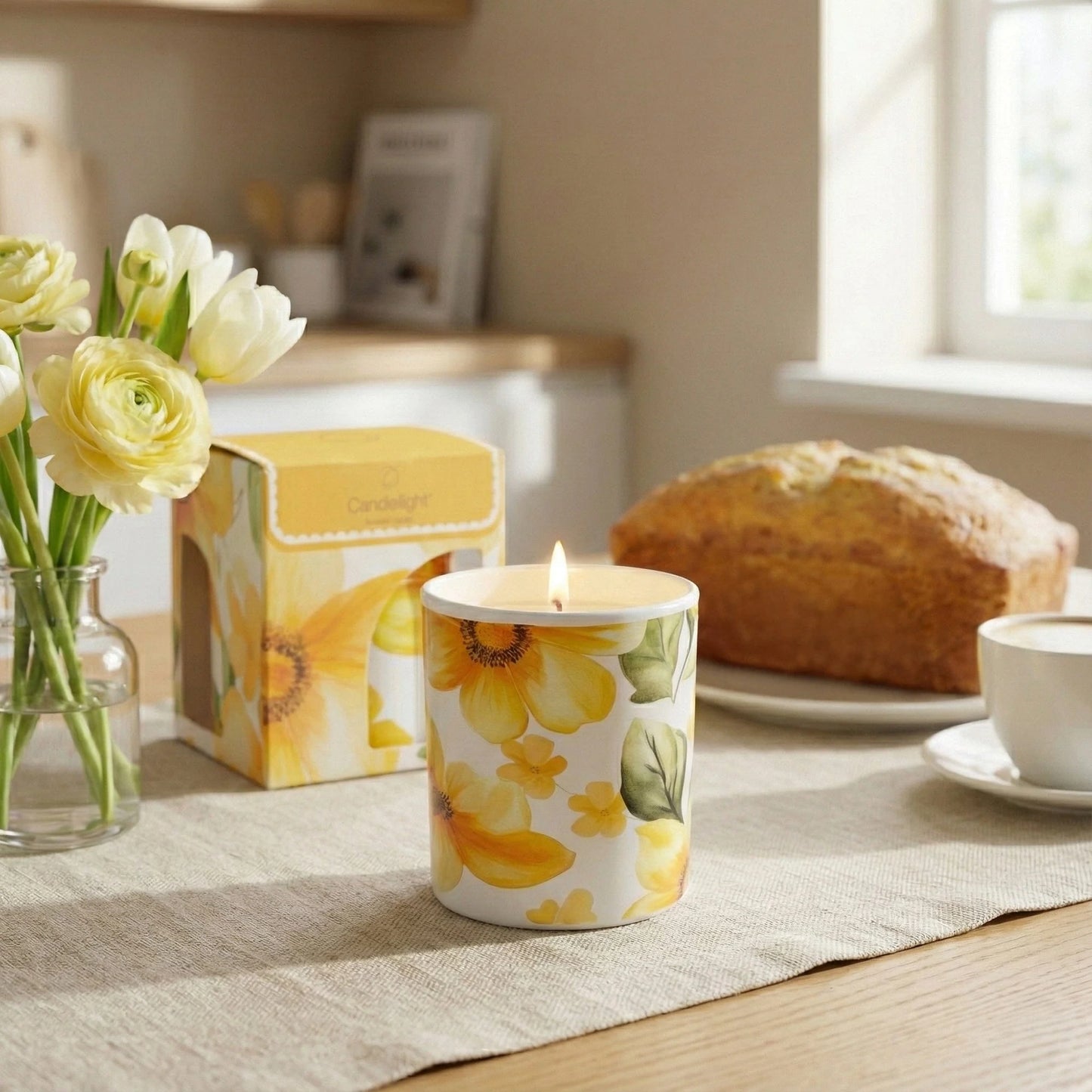 Yellow Flowers Soft Gardenia Floral Candle