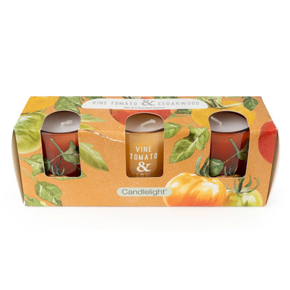 Set of 3 Votive Candles - Vine Tomato & Cedarwood