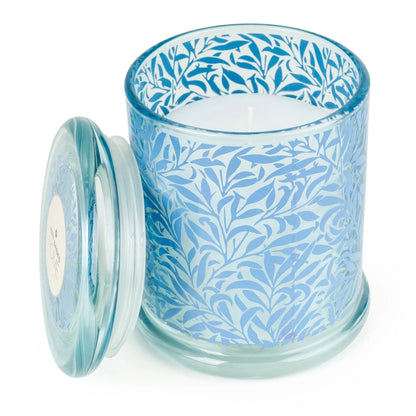 Jeff Banks Large Lidded Candle Jar - Leafy Trellis Blue
