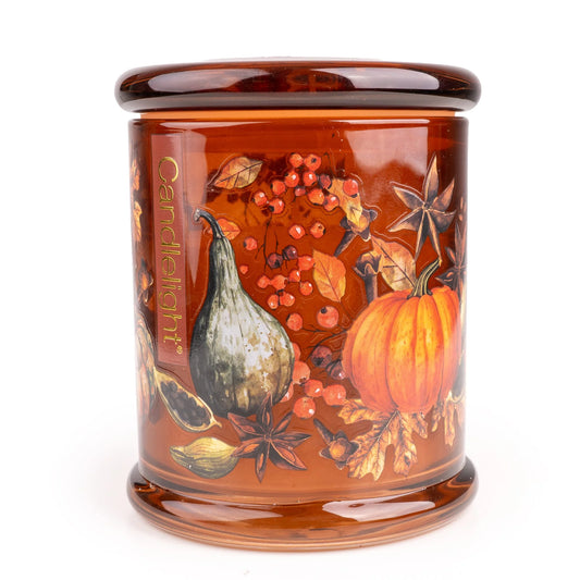 Large Glass Candle Jar - Pumpkins Flora & Fauna