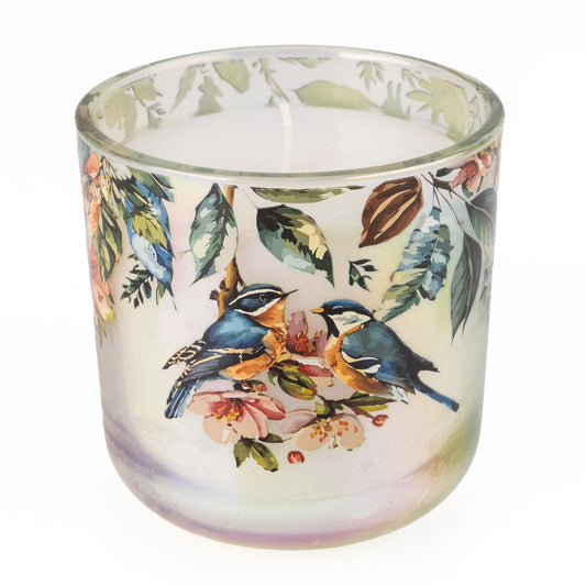 LED Fiber Optic Candle Garden Blooms Bird - Green Lustre