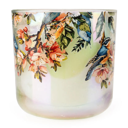 LED Fiber Optic Candle Garden Blooms Bird - Green Lustre