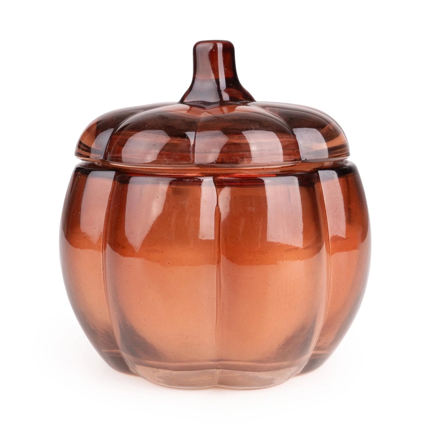 Small Glass Pumpkin Candle - Brown