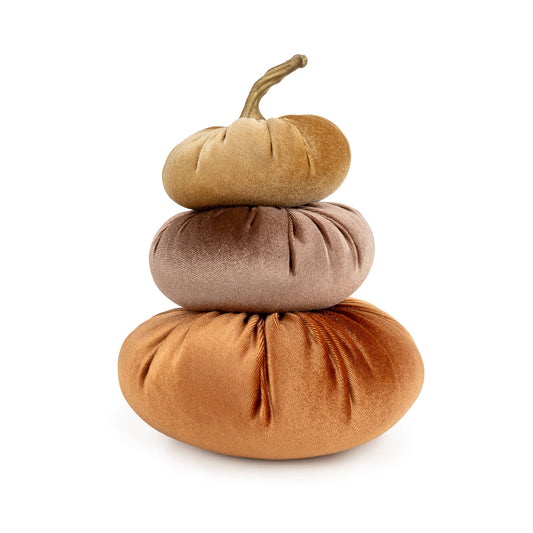 Stacking Velour Pumpkin Cushion - Terracotta Hues