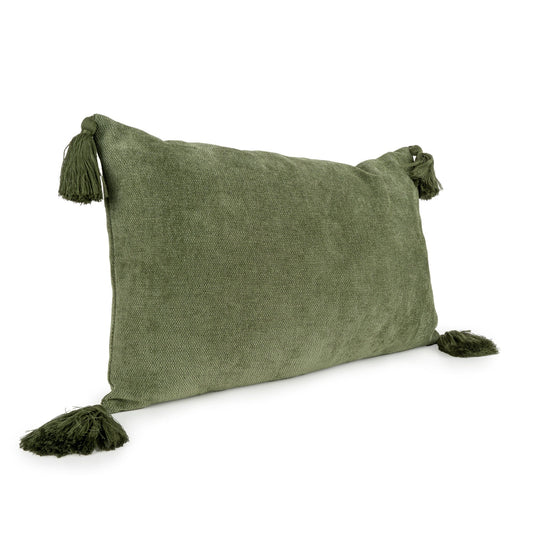 Tasseled Rectangular Cushion - Green