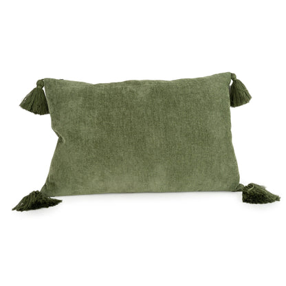 Tasseled Rectangular Cushion - Green