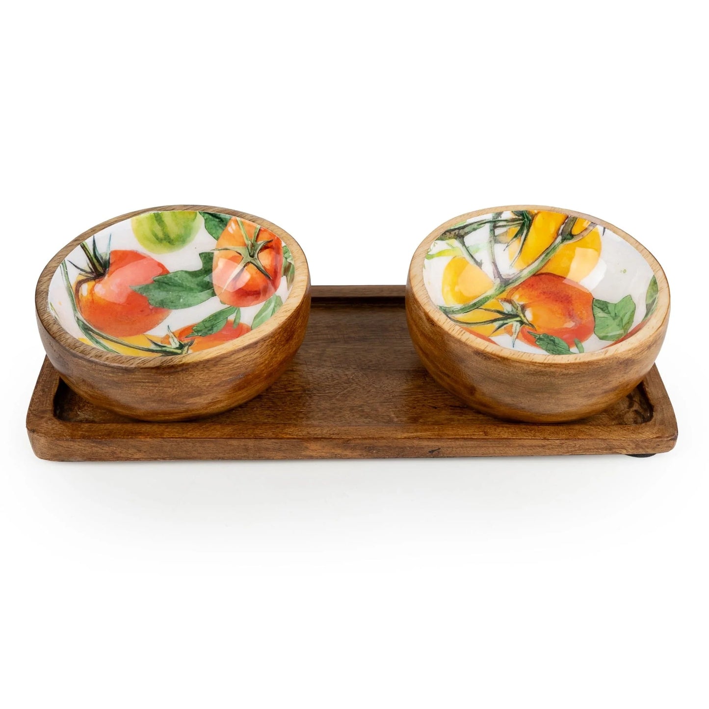 Set of 2 Dipping Bowls on Tray - Tomatoes