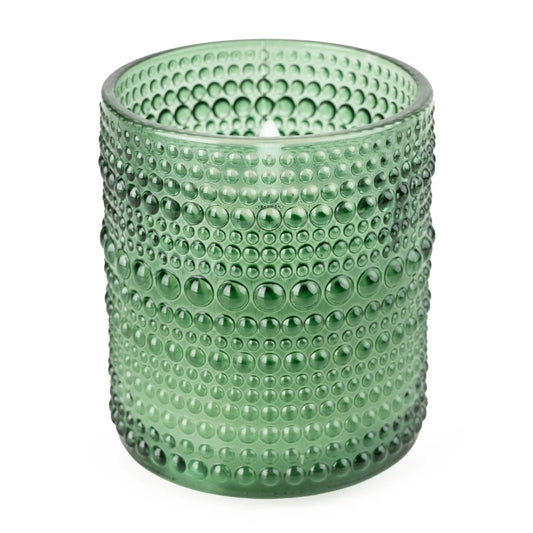 LED Candle Embossed Glass - Olive Green