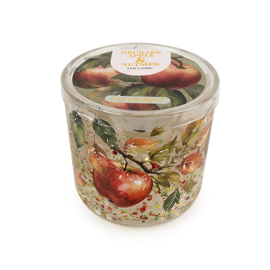 Autumn LED Fiber Optic Candle Orchard Apple & Nutmeg