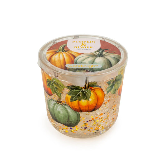 Autumn LED Fiber Optic Candle Pumpkin & Ginger