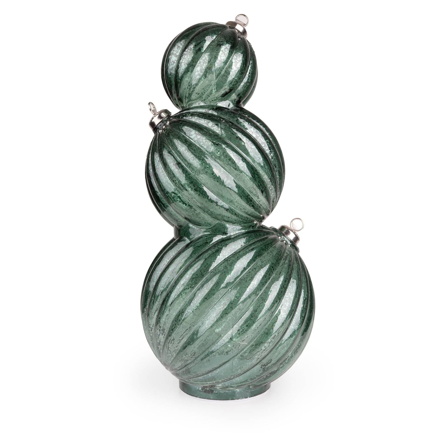 3 Stacking Glass Baubles with LED Lights - Green