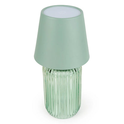 Ridged Glass Table Lamp - Green