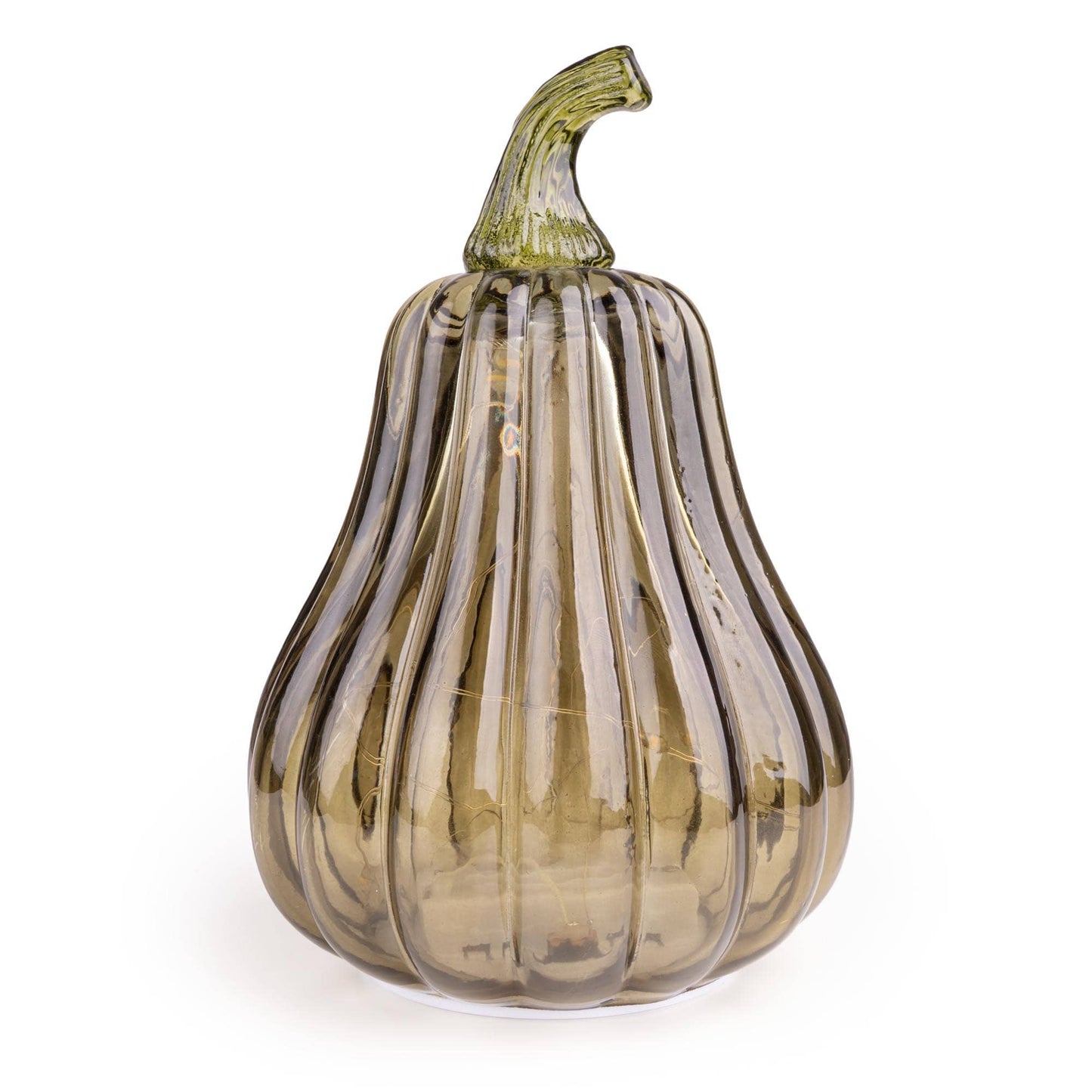 Tall LED Glass Pumpkin - Deep Green
