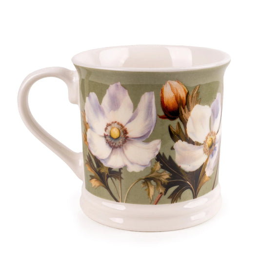 Tankard Mug - Peony in Green