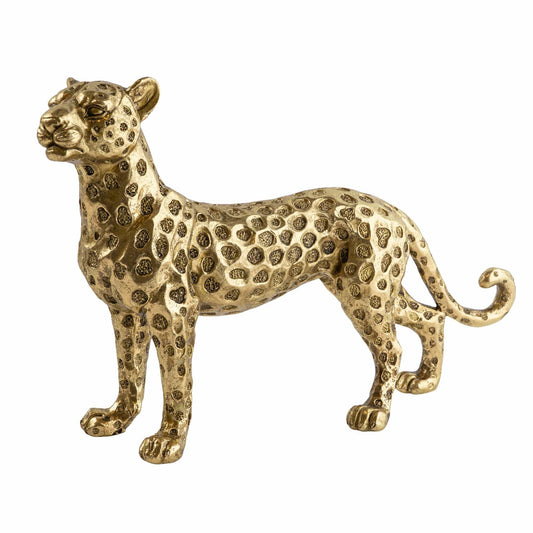31cm Resin Standing Leopard - Gold