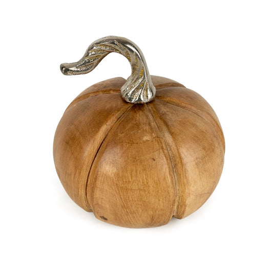 Small 10cm Mangowood Pumpkin Ornament