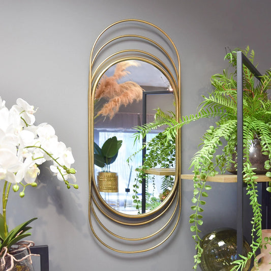Oval Metal Mirror - Antique Gold