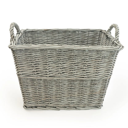 Rectangular Wicker Log Basket - Grey 42cm