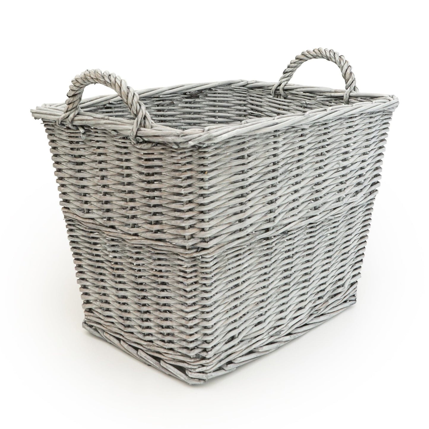 Rectangular Wicker Log Basket - Grey 42cm