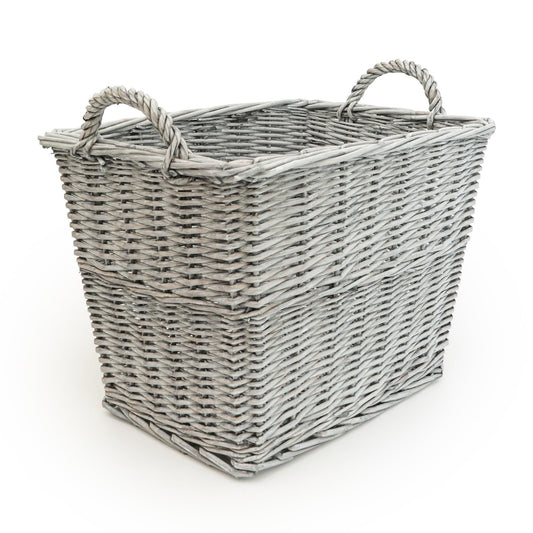 Rectangular Wicker Log Basket - Grey 42cm