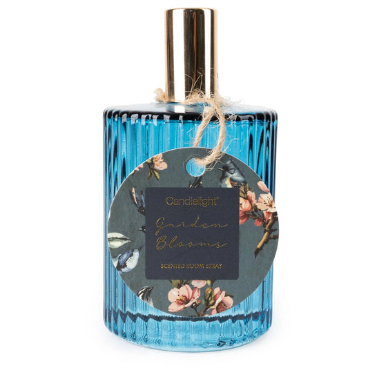 100ml Ridged Glass Room Spray - Garden Blooms Blue