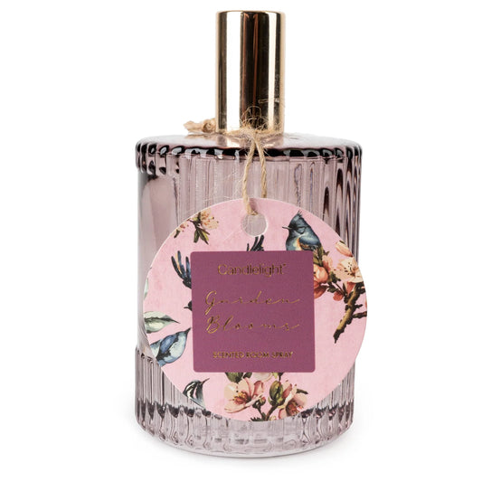 100ml Ridged Glass Room Spray - Garden Blooms Plum