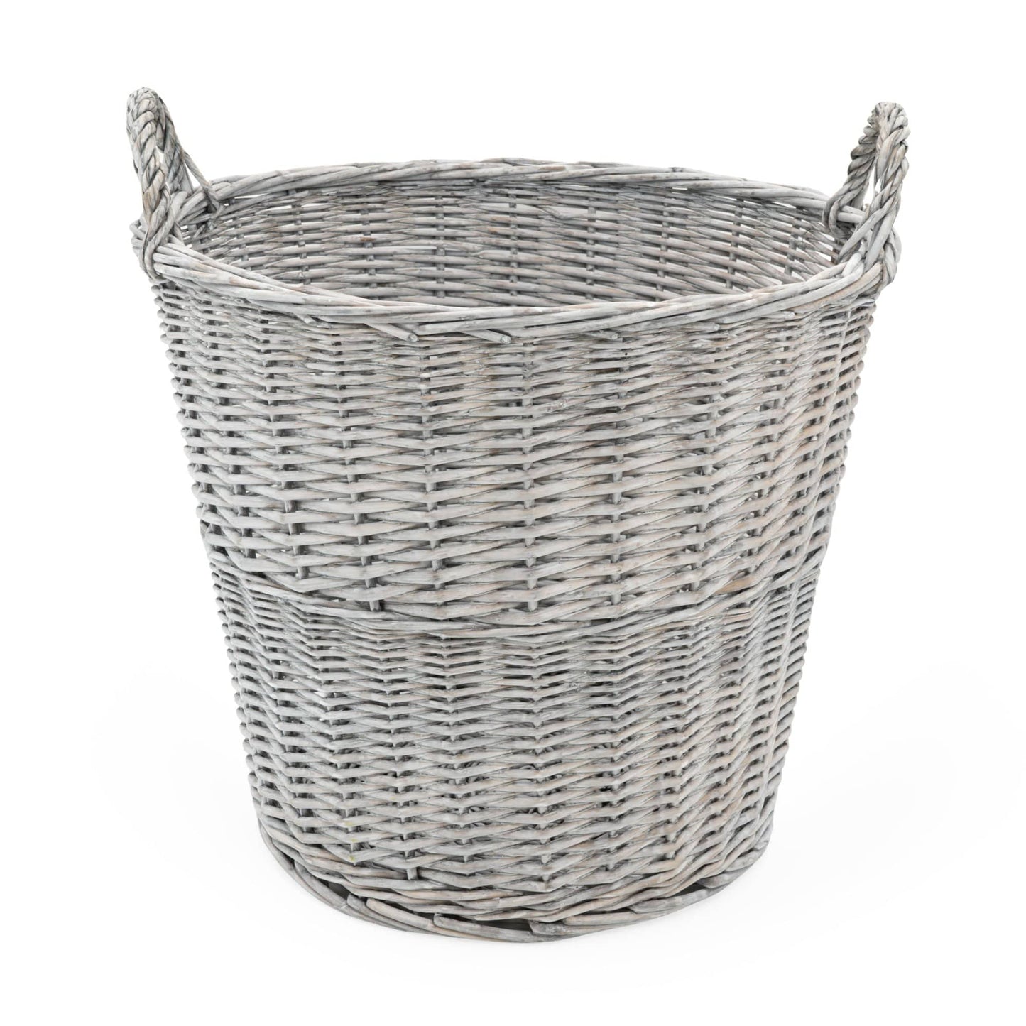 Round Log Basket With Handles - Grey 44cm