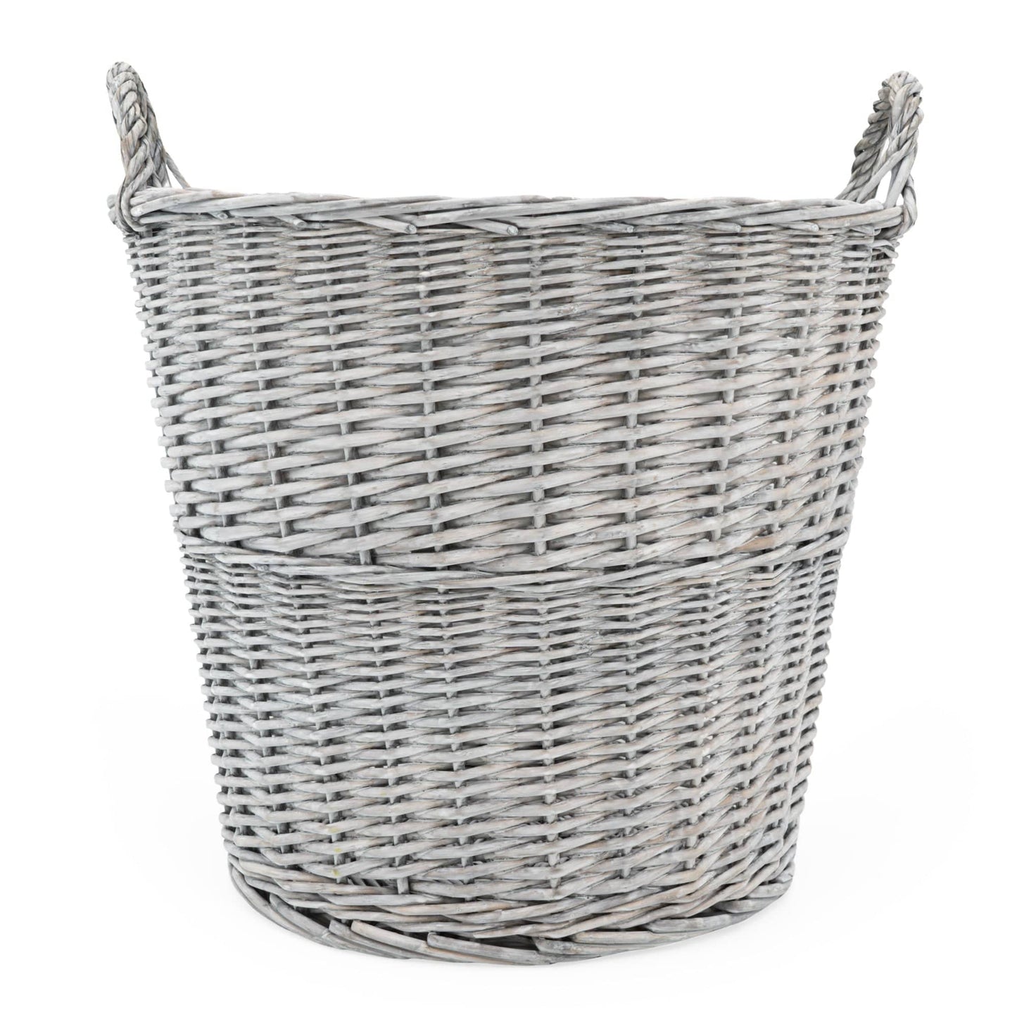 Round Log Basket With Handles - Grey 44cm