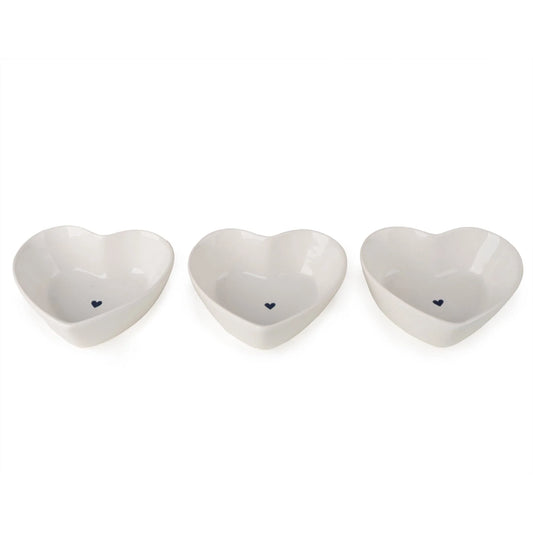 Set of 3 Ceramic Nibble Bowls - Hearts