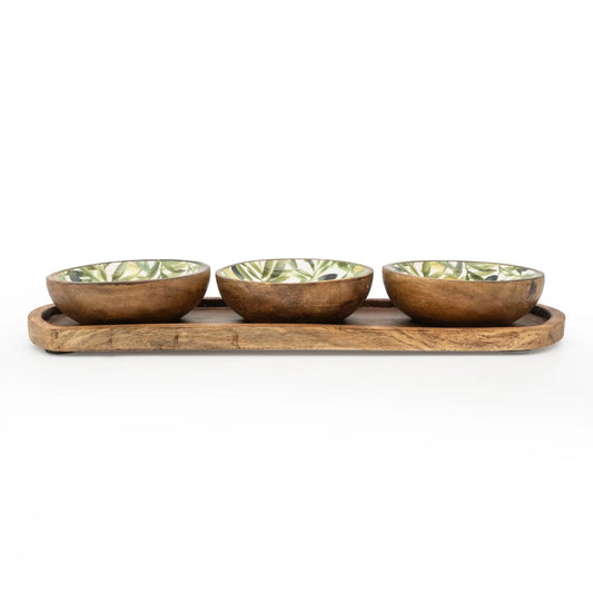 Set of 3 Small Mango Wood Dipping Bowls