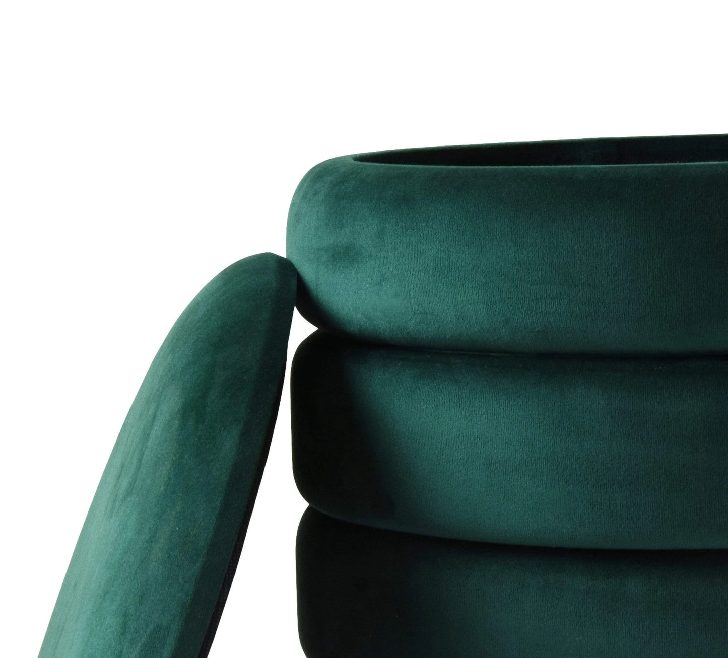 Set of two Ottomans in Emerald Green with Gold Base