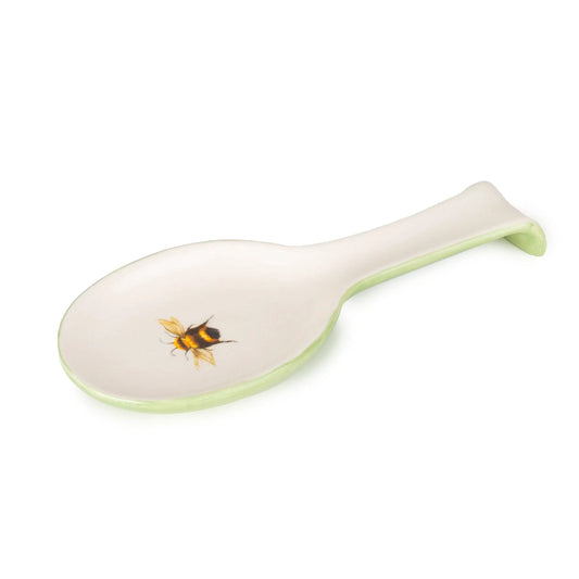 Ceramic Spoon Rest - Bees - Green/White