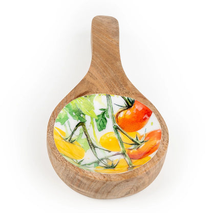 Spoon Rest Mango Wood - Tomatoes