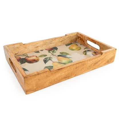 Mango Wood Tray Apple & Pear Design