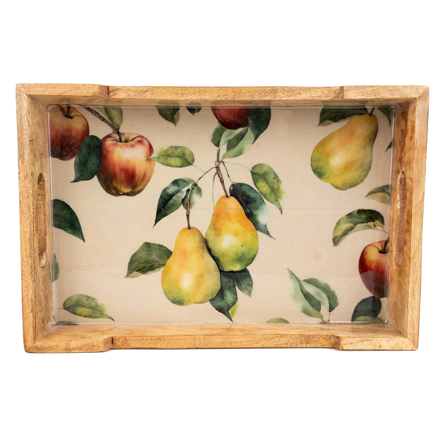 Mango Wood Tray Apple & Pear Design