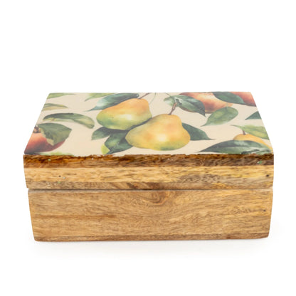 Mango Wood Trinket Box - Apples & Pears