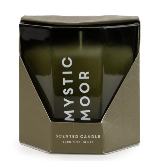 Octagonal Glass Candle - Forest Green
