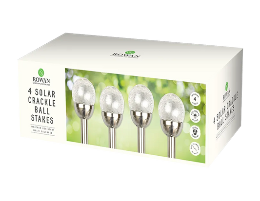 Colour Changing Crackle Ball Solar Lights 4pk