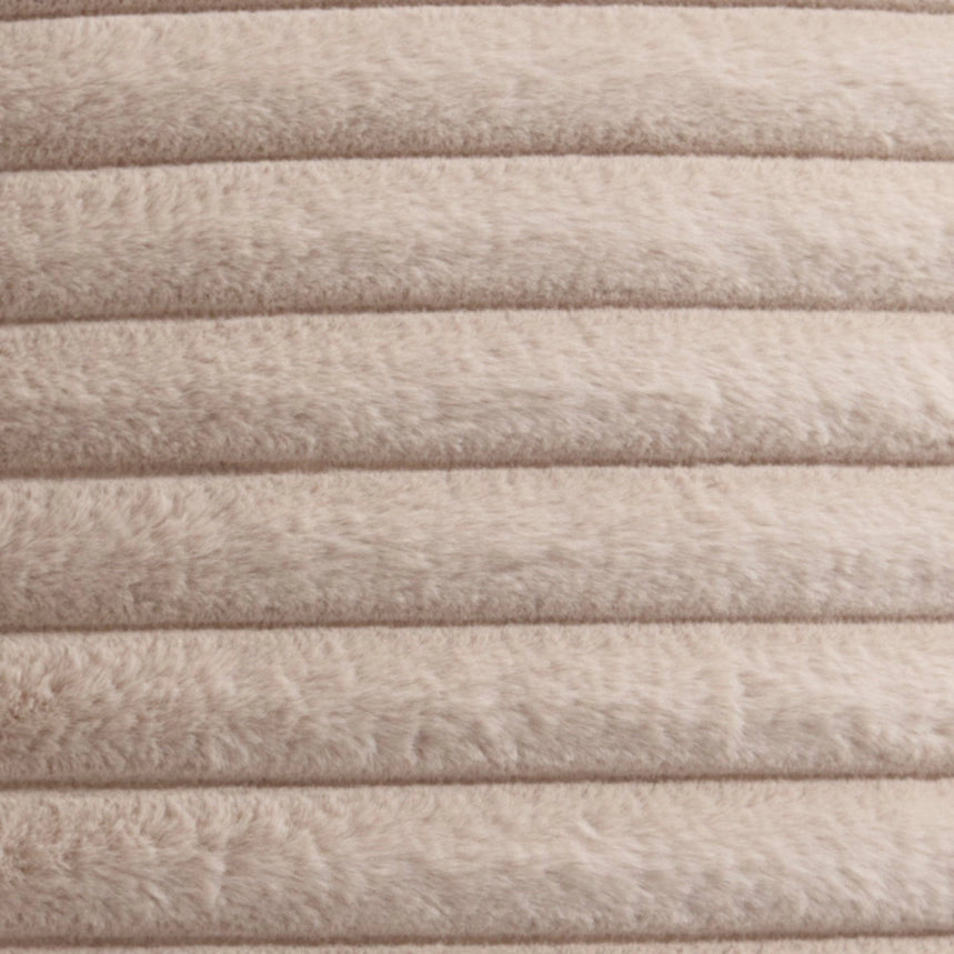 Luxurious Faux Fur Ribbed Cushion - Natural/Taupe