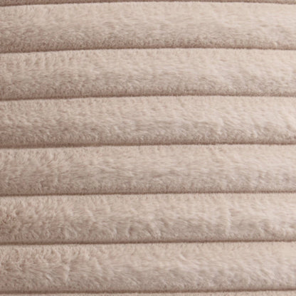 Luxurious Faux Fur Ribbed Cushion - Natural/Taupe