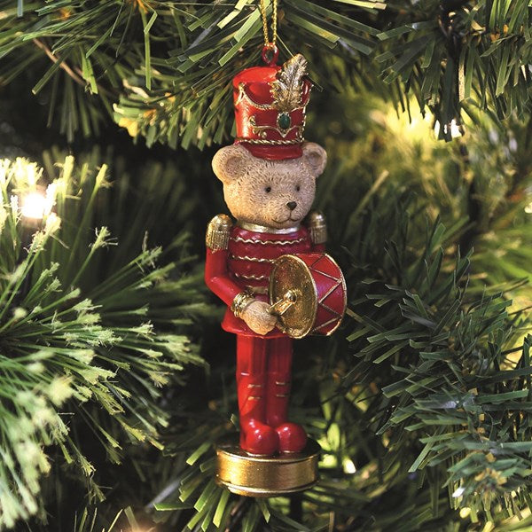 Drummer Bear Hanging Tree Decoration 11cm