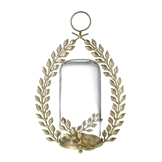 Metal Leaves Teardrop Candle Holder
